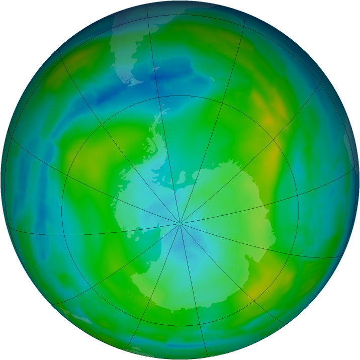 Antarctic ozone map for 10 June 2010